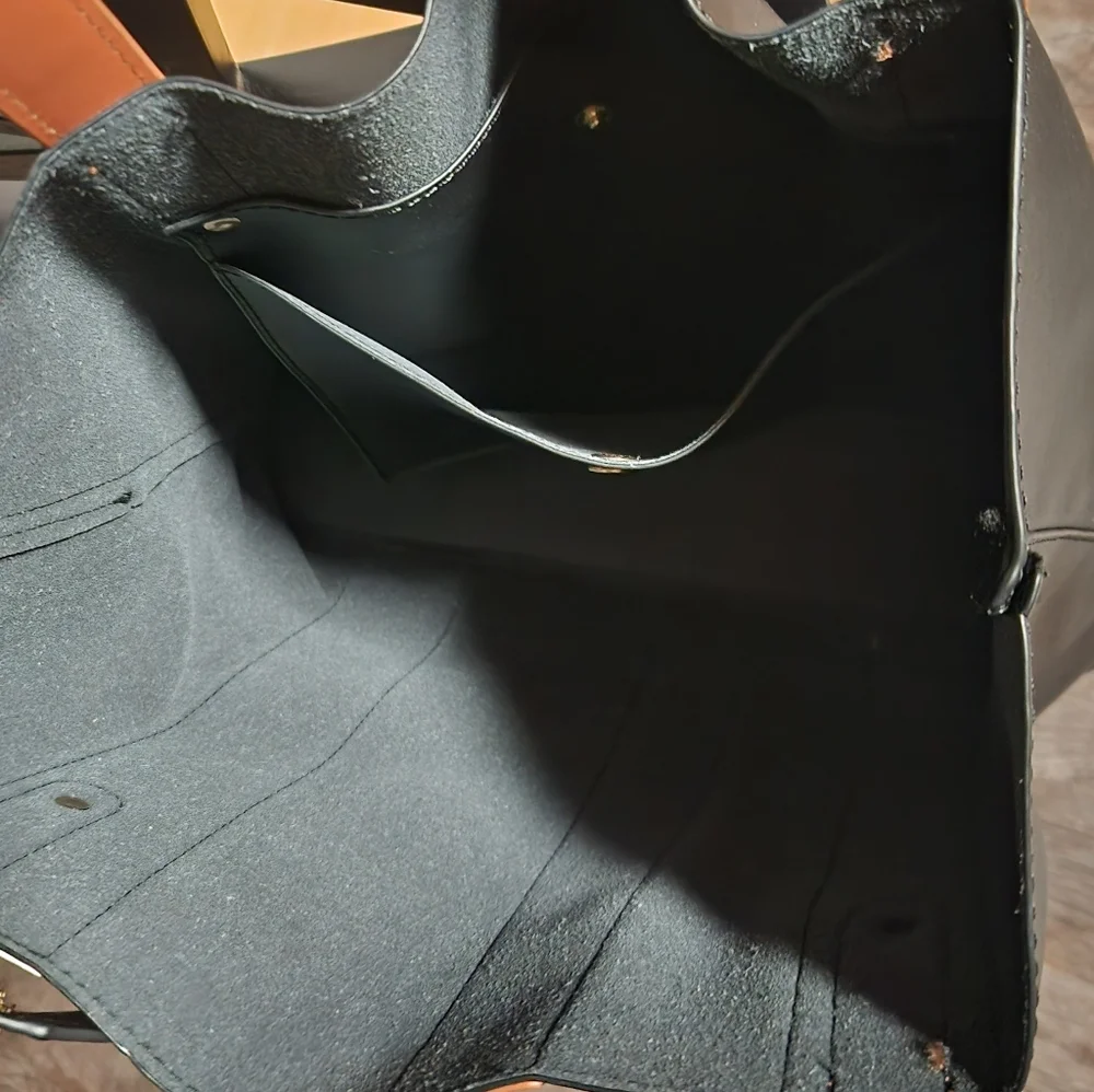 Leather Tote Bag Black Striped - Picture 5 of 5